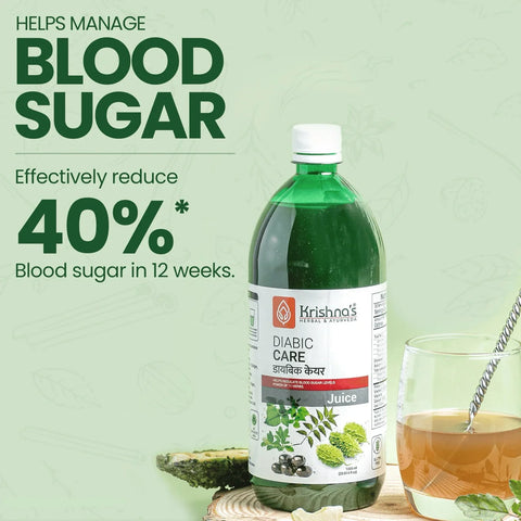 Krishna's Diabic Care Juice - 1000 ml | Blend of 11 herbs Methi, Amla, Karela, Jamun, Kutki, Guduchi & 5 other herbs to manage sugar levels | Health Drink | Made in India