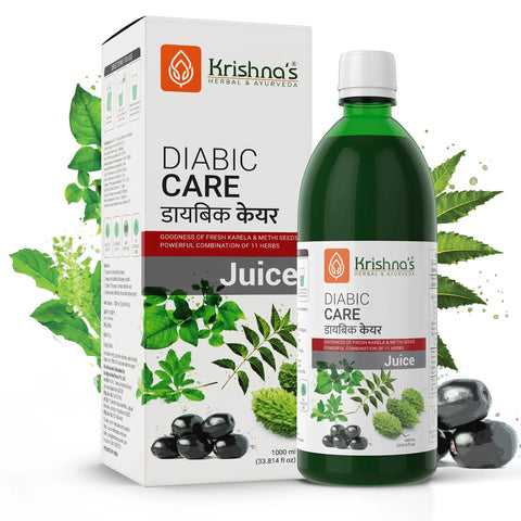 Krishna's Diabic Care Juice - 1000 ml | Blend of 11 herbs Methi, Amla, Karela, Jamun, Kutki, Guduchi & 5 other herbs to manage sugar levels | Health Drink | Made in India