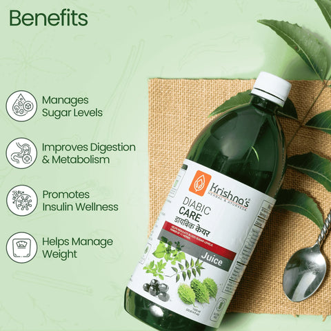 Krishna's Diabic Care Juice - 1000 ml | Blend of 11 herbs Methi, Amla, Karela, Jamun, Kutki, Guduchi & 5 other herbs to manage sugar levels | Health Drink | Made in India