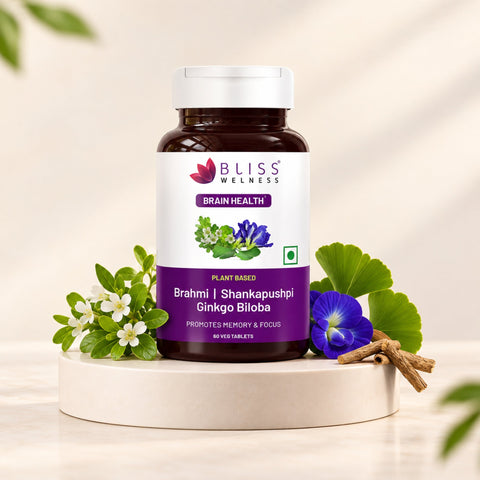 BrainBliss: Natural Brain Health supplement with Brahmi, Shankhpushpi & Ginkgo Biloba