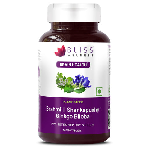 BrainBliss: Natural Brain Health supplement with Brahmi, Shankhpushpi & Ginkgo Biloba
