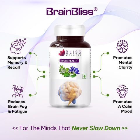 BrainBliss: Natural Brain Health supplement with Brahmi, Shankhpushpi & Ginkgo Biloba